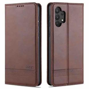 For Samsung Galaxy A32 4G AZNS Magnetic Calf Texture Horizontal Flip Leather Case with Card Slots & Holder & Wallet(Dark Brown)