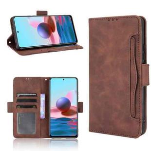 For Xiaomi Redmi Note 10 Pro / Note 10 Pro Max Skin Feel Calf Pattern Horizontal Flip Leather Case with Holder & Card Slots & Photo Frame(Brown)