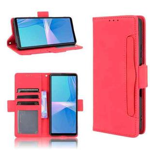 For Sony Xperia 10 III Skin Feel Calf Pattern Horizontal Flip Leather Case with Holder & Card Slots & Photo Frame(Red)