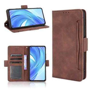 For Xiaomi Mi 11 Lite 4G / Mi 11 Lite 5G Skin Feel Calf Pattern Horizontal Flip Leather Case with Holder & Card Slots & Photo Frame(Brown)