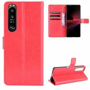 For Sony Xperia 1 III Retro Crazy Horse Texture Horizontal Flip Leather Case with Holder & Card Slots & Photo Frame(Red)