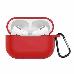 Solid Color Silicone Earphone Protective Case for AirPods Pro, with Hook(Red)