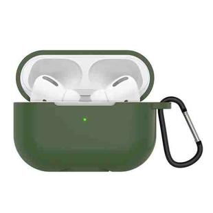 Solid Color Silicone Earphone Protective Case for AirPods Pro, with Hook(Army Green)