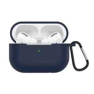 Solid Color Silicone Earphone Protective Case for AirPods Pro, with Hook(Midnight Blue)