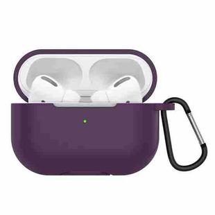 Solid Color Silicone Earphone Protective Case for AirPods Pro, with Hook(Purple)
