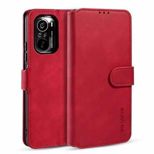 For Xiaomi Redmi K40 DG.MING Retro Oil Side Horizontal Flip Leather Case with Holder & Card Slots & Wallet(Red)