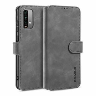 For Xiaomi Redmi Note 9 4G DG.MING Retro Oil Side Horizontal Flip Leather Case with Holder & Card Slots & Wallet(Grey)