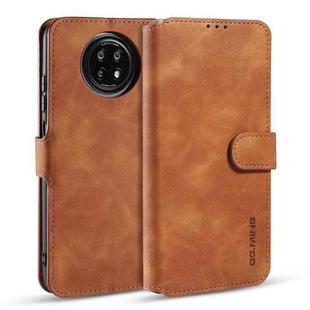For Xiaomi Redmi Note 9 5G DG.MING Retro Oil Side Horizontal Flip Leather Case with Holder & Card Slots & Wallet(Brown)