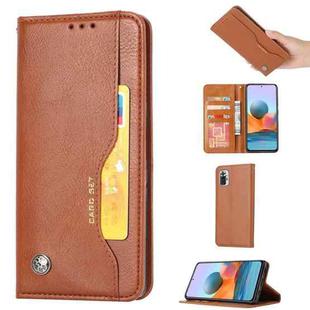 For Xiaomi Redmi Note 10 4G / Note 10S Knead Skin Texture Horizontal Flip Leather Case with Photo Frame & Holder & Card Slots & Wallet(Brown)