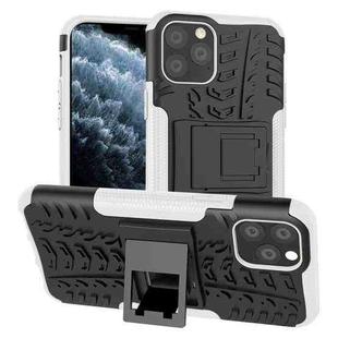 For iPhone 11 Pro Tire Texture TPU + PC Shockproof Case with Holder(White)