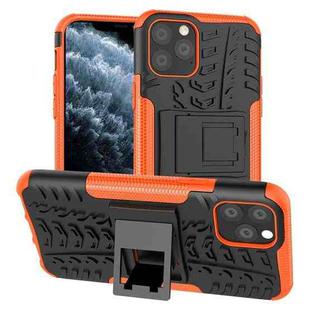 For iPhone 11 Pro Tire Texture TPU + PC Shockproof Case with Holder(Orange)