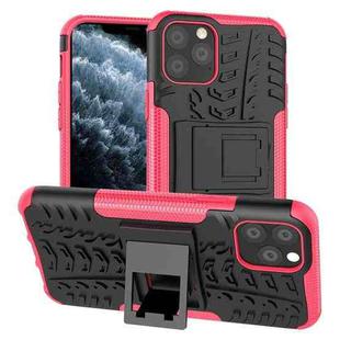 For iPhone 11 Pro Tire Texture TPU + PC Shockproof Case with Holder(Pink)