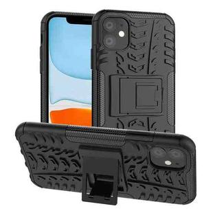 For iPhone 11 Tire Texture TPU + PC Shockproof Case with Holder(Black)
