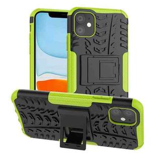 For iPhone 11 Tire Texture TPU + PC Shockproof Case with Holder(Green)