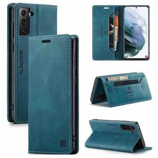 For Samsung Galaxy S21+ 5G AutSpace A01 Retro Skin-feel Crazy Horse Texture Horizontal Flip Leather Case with Holder & Card Slots & Wallet & RFID(Blue)