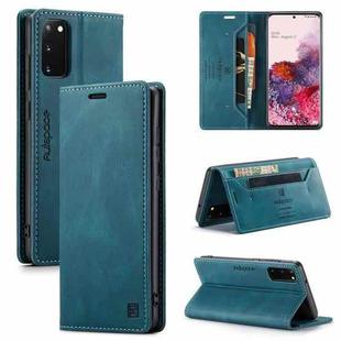 For Samsung Galaxy S20 AutSpace A01 Retro Skin-feel Crazy Horse Texture Horizontal Flip Leather Case with Holder & Card Slots & Wallet & RFID(Blue)