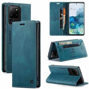 For Samsung Galaxy S20 Ultra AutSpace A01 Retro Skin-feel Crazy Horse Texture Horizontal Flip Leather Case with Holder & Card Slots & Wallet & RFID(Blue)