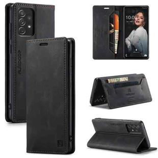 For Samsung Galaxy A72 5G / 4G AutSpace A01 Retro Skin-feel Crazy Horse Texture Horizontal Flip Leather Case with Holder & Card Slots & Wallet & RFID(Black)