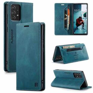 For Samsung Galaxy A52 5G / 4G AutSpace A01 Retro Skin-feel Crazy Horse Texture Horizontal Flip Leather Case with Holder & Card Slots & Wallet & RFID(Blue)