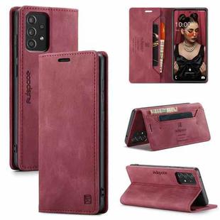 For Samsung Galaxy A52 5G / 4G AutSpace A01 Retro Skin-feel Crazy Horse Texture Horizontal Flip Leather Case with Holder & Card Slots & Wallet & RFID(Wine Red)