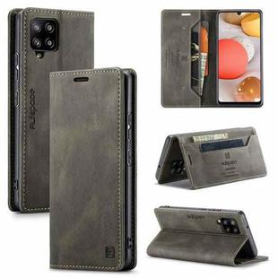 For Samsung Galaxy A42 5G AutSpace A01 Retro Skin-feel Crazy Horse Texture Horizontal Flip Leather Case with Holder & Card Slots & Wallet & RFID(Coffee)