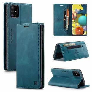 For Samsung Galaxy A51 5G AutSpace A01 Retro Skin-feel Crazy Horse Texture Horizontal Flip Leather Case with Holder & Card Slots & Wallet & RFID(Blue)