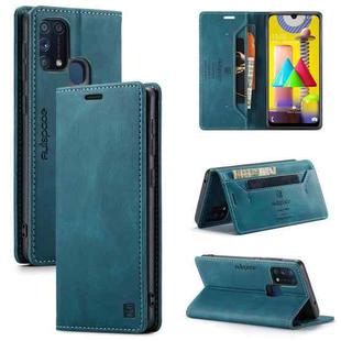 For Samsung Galaxy M31 AutSpace A01 Retro Skin-feel Crazy Horse Texture Horizontal Flip Leather Case with Holder & Card Slots & Wallet & RFID(Blue)