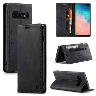 For Samsung Galaxy S10+ AutSpace A01 Retro Skin-feel Crazy Horse Texture Horizontal Flip Leather Case with Holder & Card Slots & Wallet & RFID(Black)