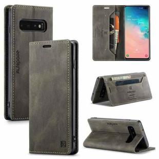 For Samsung Galaxy S10+ AutSpace A01 Retro Skin-feel Crazy Horse Texture Horizontal Flip Leather Case with Holder & Card Slots & Wallet & RFID(Coffee)
