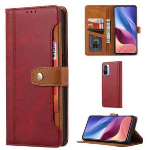 For Xiaomi Redmi K40 / K40 Pro Calf Texture Double Fold Clasp Horizontal Flip Leather Case with Photo Frame & Holder & Card Slots & Wallet(Red)