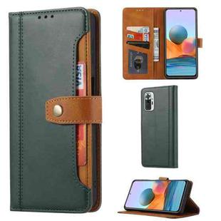 For Xiaomi Redmi Note 10 4G / Note 10S Calf Texture Double Fold Clasp Horizontal Flip Leather Case with Photo Frame & Holder & Card Slots & Wallet(Green)