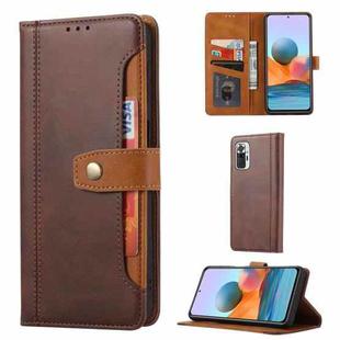 For Xiaomi Redmi Note 10 4G / Note 10S Calf Texture Double Fold Clasp Horizontal Flip Leather Case with Photo Frame & Holder & Card Slots & Wallet(Coffee)