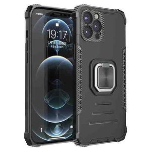 For iPhone 12 Pro Max Fierce Warrior Series Armor All-inclusive Shockproof Aluminum Alloy + TPU Protective Case with Ring Holder(Black)