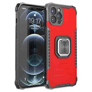 For iPhone 12 Pro Max Fierce Warrior Series Armor All-inclusive Shockproof Aluminum Alloy + TPU Protective Case with Ring Holder(Red)