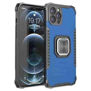 For iPhone 12 Pro Max Fierce Warrior Series Armor All-inclusive Shockproof Aluminum Alloy + TPU Protective Case with Ring Holder(Blue)