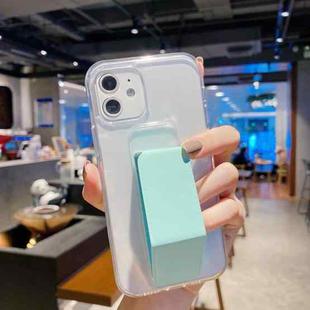 Transparent TPU + PC Shockproof Case with Wrist Strap Holder For iPhone 12 / 12 Pro(Mint Green)