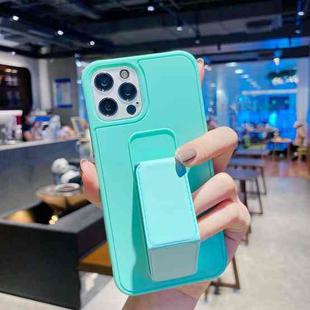 Colorful TPU + PC Shockproof Case with Wrist Strap Holder For iPhone 12 / 12 Pro(Mint Green)