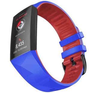 For Fitbit Charge 3 / 4 Universal Two-color Silicone Watch Band(Blue Red)