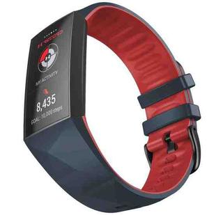 For Fitbit Charge 3 / 4 Universal Two-color Silicone Watch Band(Navy Blue Red)
