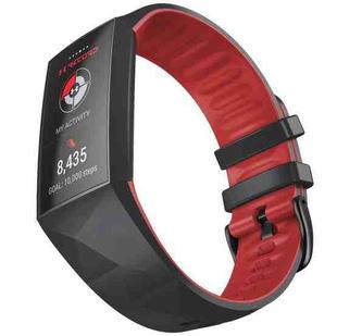 For Fitbit Charge 3 / 4 Universal Two-color Silicone Watch Band(Black Red)