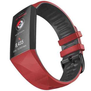 For Fitbit Charge 3 / 4 Universal Two-color Silicone Watch Band(Red Black)