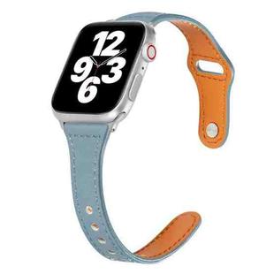 Universal T-shaped Thin Reverse Buckle Leather Watch Band For Apple Watch Ultra 49mm / Series 8&7 45mm / SE 2&6&SE&5&4 44mm / 3&2&1 42mm(Light Blue)