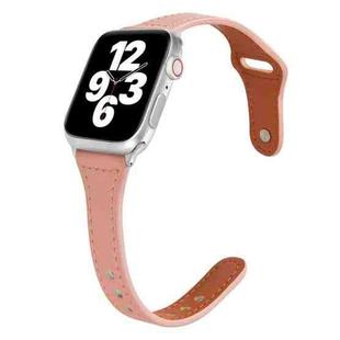 Universal T-shaped Thin Reverse Buckle Leather Watch Band For Apple Watch Ultra 49mm / Series 8&7 45mm / SE 2&6&SE&5&4 44mm / 3&2&1 42mm(Pink)