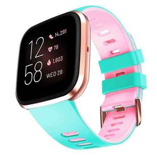 For Fitbit Versa / Versa 2 / Versa Lite Two-color Silicone Watch Band(Mint Green Pink)