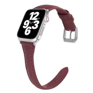 Universal T-shaped Thin Leather Watch Band For Apple Watch Series 7 45mm / 6 & SE & 5 & 4 44mm / 3 & 2 & 1 42mm(Coffee)