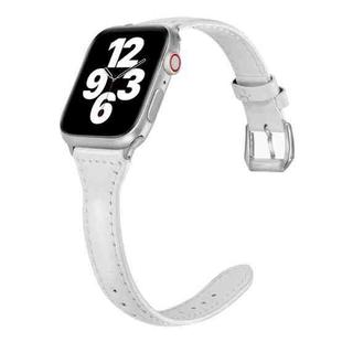 Universal T-shaped Thin Leather Watch Band For Apple Watch Series 7 41mm / 6 & SE & 5 & 4 40mm / 3 & 2 & 1 38mm(White)