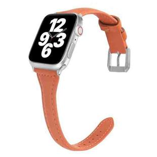Universal T-shaped Thin Leather Watch Band For Apple Watch Series 7 41mm / 6 & SE & 5 & 4 40mm / 3 & 2 & 1 38mm(Light Brown)