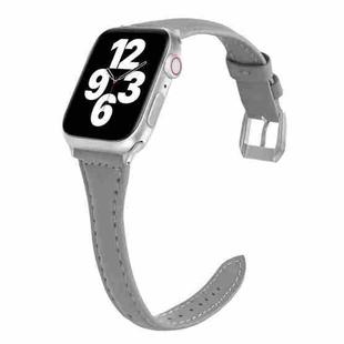 Universal T-shaped Thin Leather Watch Band For Apple Watch Series 7 41mm / 6 & SE & 5 & 4 40mm / 3 & 2 & 1 38mm(Grey)