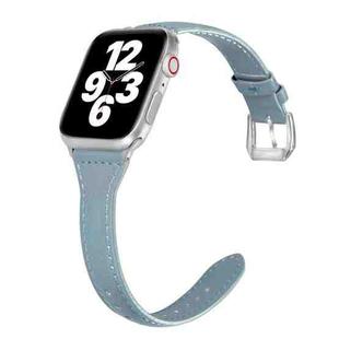 Universal T-shaped Thin Leather Watch Band For Apple Watch Series 7 41mm / 6 & SE & 5 & 4 40mm / 3 & 2 & 1 38mm(Light Blue)