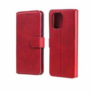 For Xiaomi Mi 11 Classic Calf Texture PU + TPU Horizontal Flip Leather Case with Holder & Card Slots & Wallet(Red)